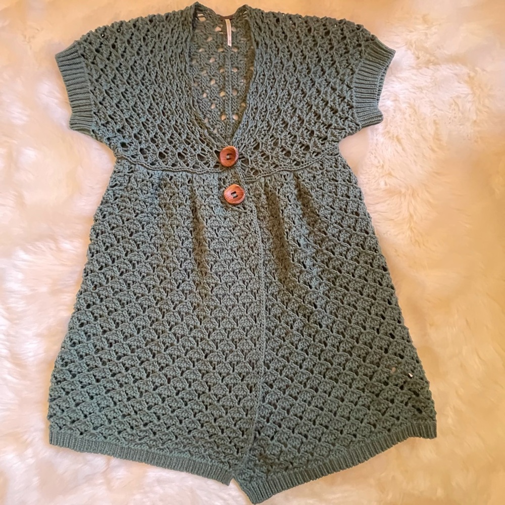 Free People Boho Crochet Summer Cardigan ~ XS